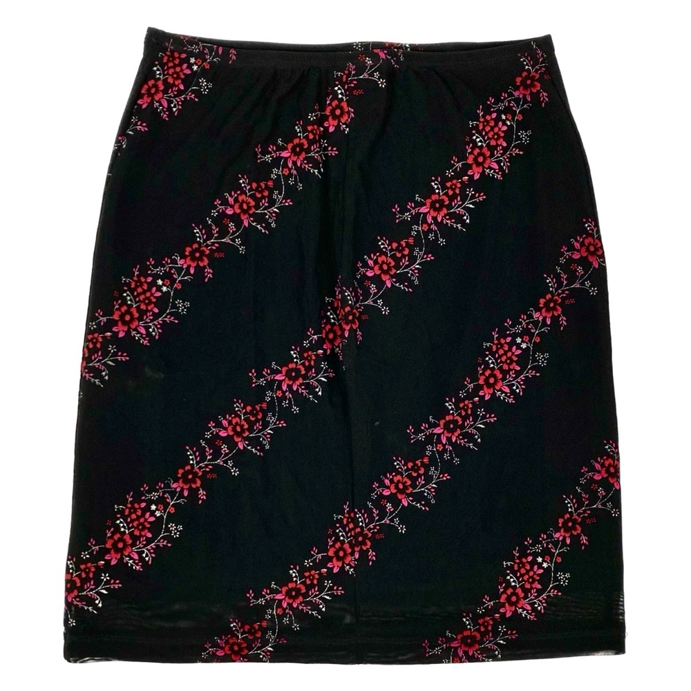 Vintage 90s Black Floral Glitter Skirt